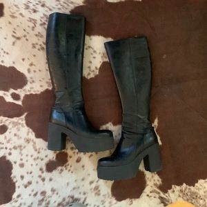 lamoda knee high platform boots “slick nicks”